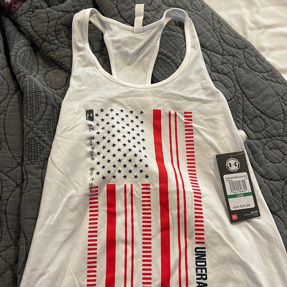 NWT Sz L Under Armour American Flag Tank